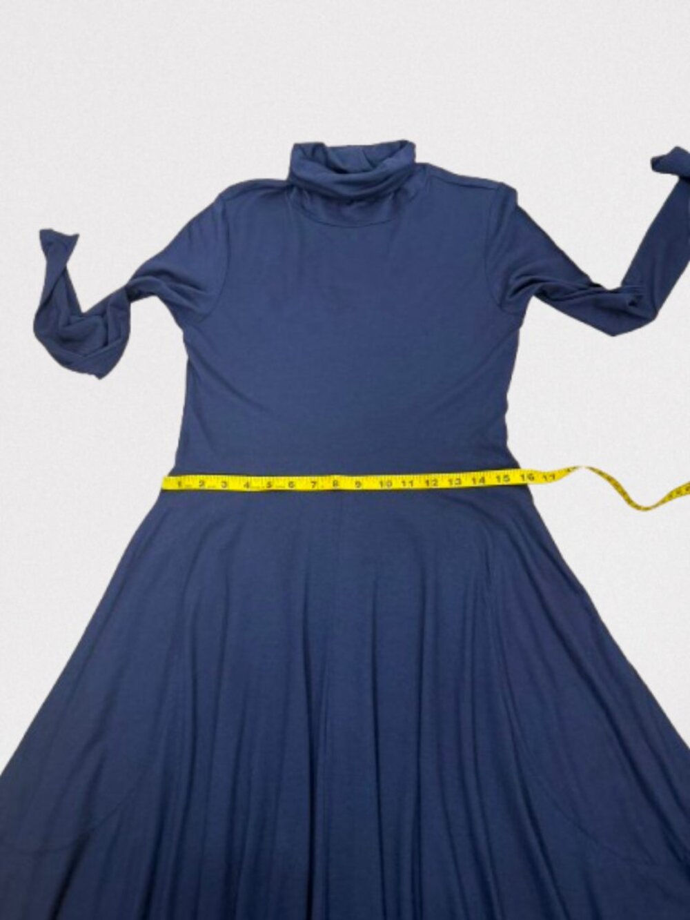Peruvian‎ Connection NWOT Ariana Jersey Turtleneck Midi Dress Size S in Navy - Picture 8 of 10